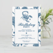 Scorpio Birthday Elegant Toile Scorpions Celestial Kaart (Staand voorkant)