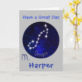 Scorpio Birthday, Horoscope Zodiac Birthday Kaart (Gele Bloem)