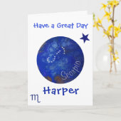 Scorpio Birthday, Horoscope Zodiac Birthday Kaart (Gele Bloem)