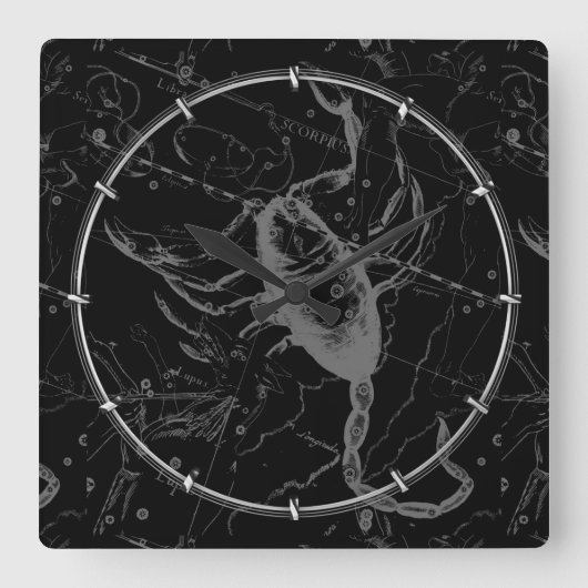 Scorpio Constellation Hevelius 1690 Engraving Vierkante Klok (Voorkant)