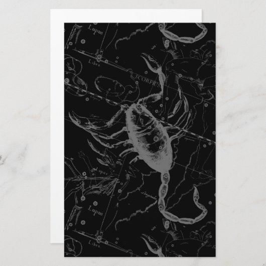Scorpio Constellation Hevelius 1690 on Black Briefpapier (Voorkant / Achterkant)