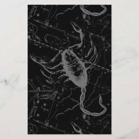 Scorpio Constellation Hevelius 1690 on Black Briefpapier (Voorkant)