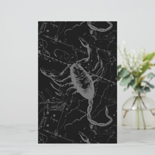 Scorpio Constellation Hevelius 1690 on Black Briefpapier (Staand voorkant)