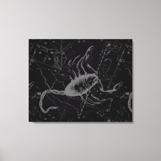 Scorpio Constellation Hevelius 1690 on Black Canvas Afdruk (Voorkant)