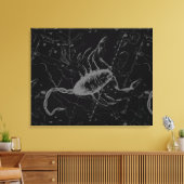 Scorpio Constellation Hevelius 1690 on Black Canvas Afdruk (Insitu (Woonkamer))