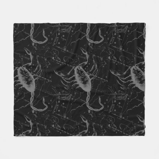 Scorpio Constellation Hevelius 1690 on Black Fleece Deken (Voorkant (Horizontaal))