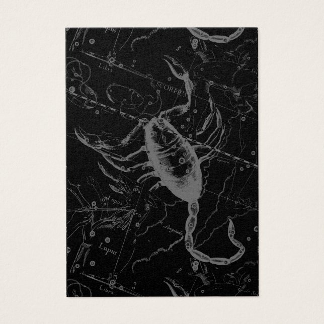 Scorpio Constellation Hevelius 1690 on Black Visitekaartje (Voorkant)