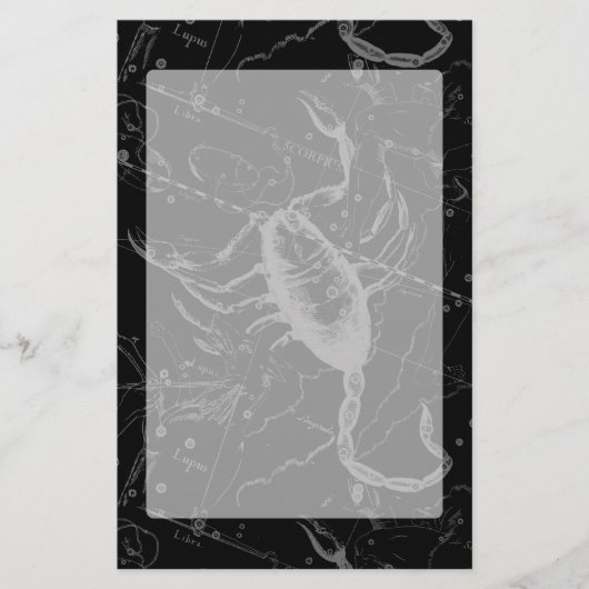 Scorpio Constellation Hevelius 1690  zwart Briefpapier (Voorkant)