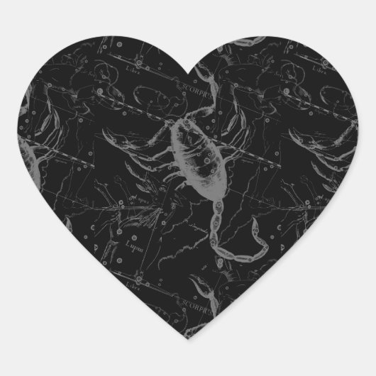 Scorpio Constellation Hevelius 1690 zwart Hart Sticker (Voorkant)