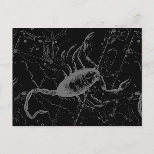 Scorpio Constellation Hevelius circa 1690 op Black Briefkaart (Voorkant)