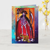 SCORPIO, DOOD, TAROT ASTROLOGY ZODIAC BIRTHDAY KAART (Gele Bloem)