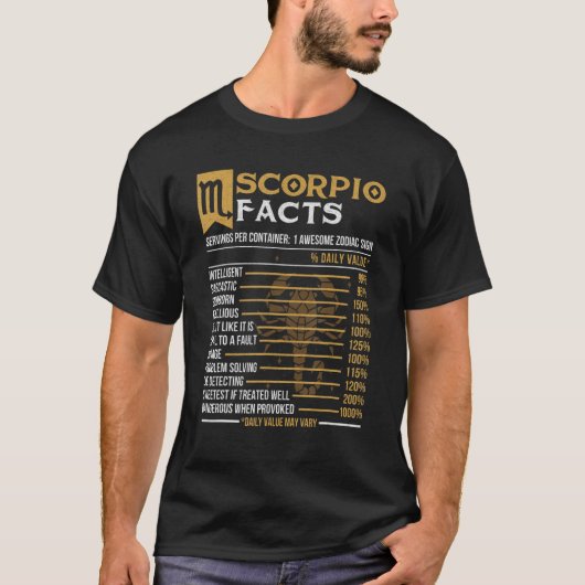 Scorpio Facts Astrology Zodiab Sign Horoscope T-shirt (Voorkant)