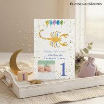 Scorpio First Birthday Gold, ballonnen en foto