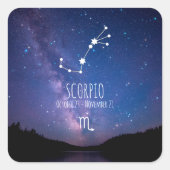 Scorpio | Gepersonaliseerde zodiac-constellatie Vierkante Sticker (Voorkant)