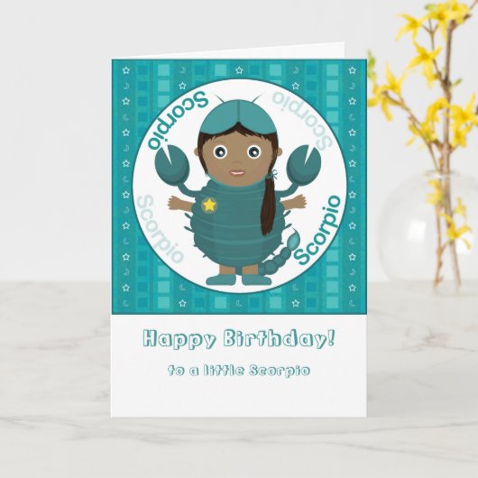 Scorpio Girl - Happy Birthday Kaart (Gele Bloem)