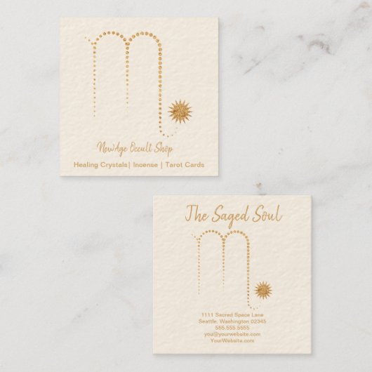 Scorpio Gold Sparkle Square Visitekaartje (Voorkant / Achterkant)