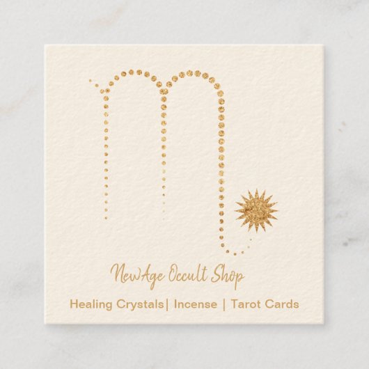 Scorpio Gold Sparkle Square Visitekaartje (Voorkant)