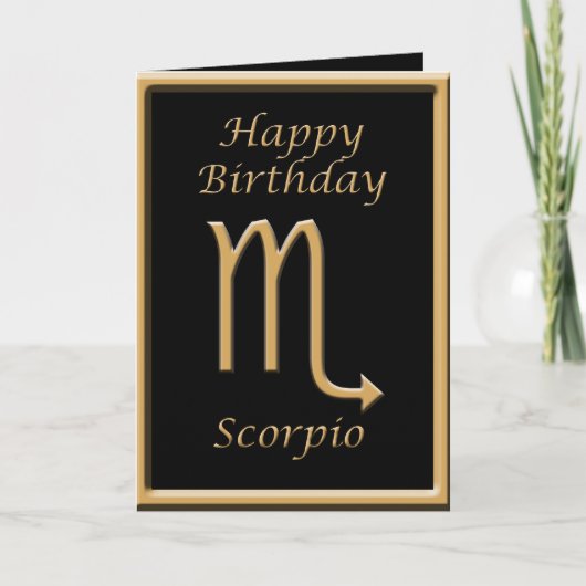 Scorpio Gold Symbol Zwarte Birthday Wenskaart Kaart (Voorkant)