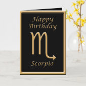 Scorpio Gold Symbol Zwarte Birthday Wenskaart Kaart (Gele Bloem)