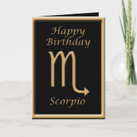 Scorpio Gold Symbol Zwarte Birthday Wenskaart