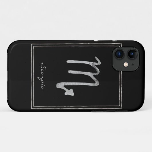 Scorpio hammered zilver gestileerde astrologiesste Case-Mate iPhone case (Achterkant (horizontaal))