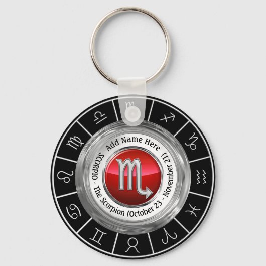 Scorpio - Het Scorpion Zodiac-teken Sleutelhanger (Voorkant)