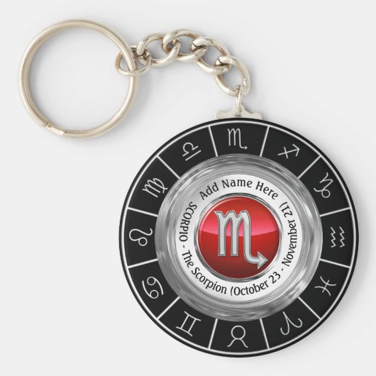 Scorpio - Het Scorpion Zodiac-teken Sleutelhanger (Voorkant)