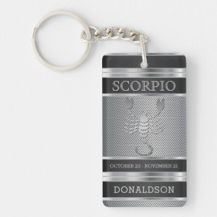 Scorpio ♏ in Black en Silver Mesh Sleutelhanger