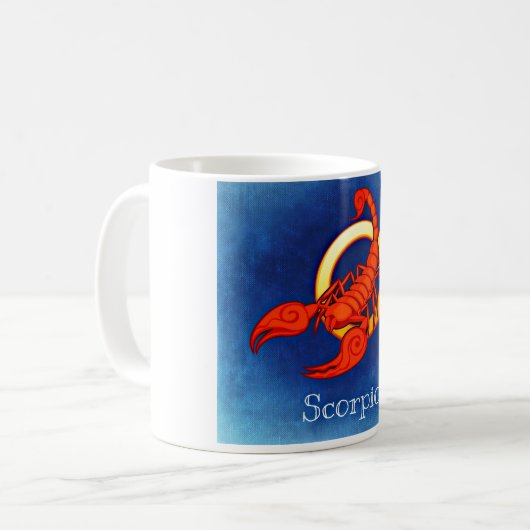 Scorpio in blauw koffiemok (Voorkant links)