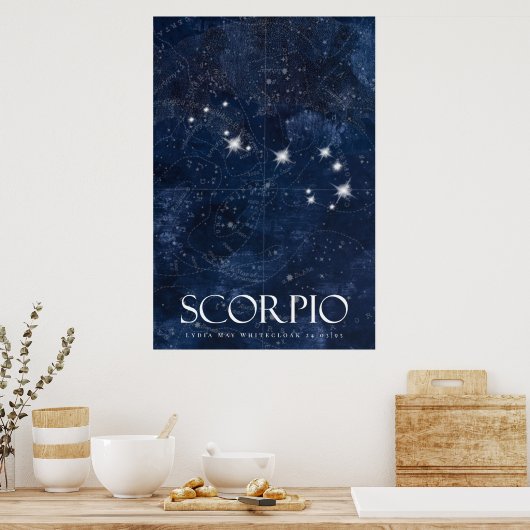 Scorpio-Poster met naam, sterbord zodiac Poster (Keuken)