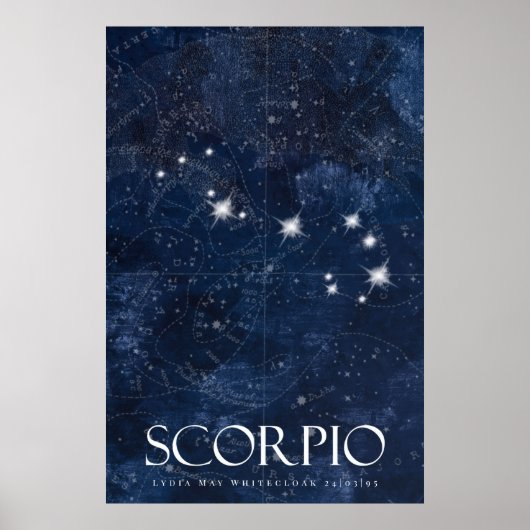 Scorpio-Poster met naam, sterbord zodiac Poster (Voorkant)