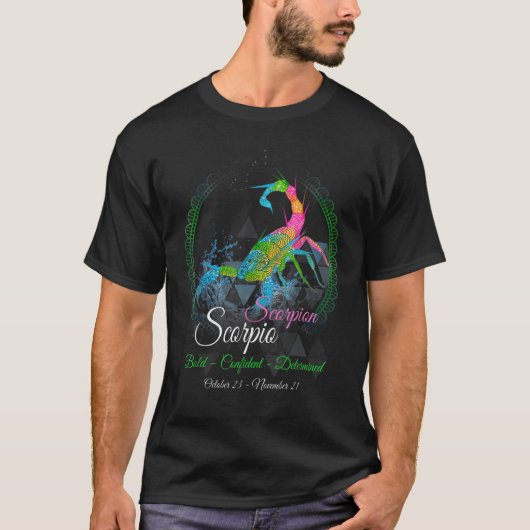 Scorpio Retro Sunset Zodiac Sign Birthday T-shirt (Voorkant)
