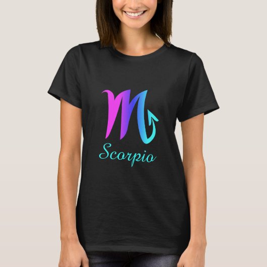 Scorpio Roze Paars Blue Horoscope Sign T-shirt (Voorkant)