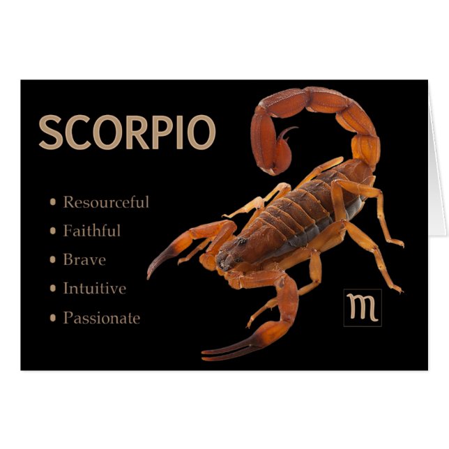 Scorpio/Scorpion Zodiac-kaart met kenmerken (Voorkant Horizontaal)