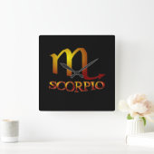 Scorpio Star Gold Vierkante Klok (Huis)