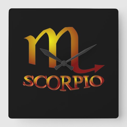 Scorpio Star Gold Vierkante Klok (Voorkant)
