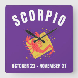 Scorpio-sterteken Vierkante Klok