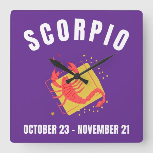 Scorpio-sterteken Vierkante Klok (Voorkant)