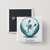 Scorpio Symbool Pin Vierkante Button 5,1 Cm (Voorkant /achterkant)