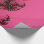 Scorpio Tail, fractale kunst - Roze goudzwart Cadeaupapier (Hoek)