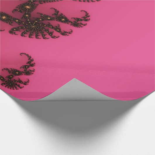 Scorpio Tail, fractale kunst - Roze goudzwart Cadeaupapier (Hoek)