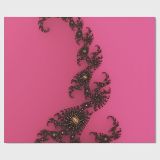 Scorpio Tail, fractale kunst - Roze goudzwart Cadeaupapier (Vlak)