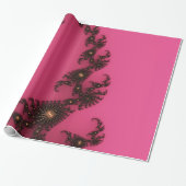 Scorpio Tail, fractale kunst - Roze goudzwart Cadeaupapier (Uitgerold)