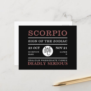 Scorpio-teken van de diersoort, astrologisch briefkaart