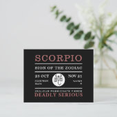 Scorpio-teken van de diersoort, astrologisch briefkaart (Staand voorkant)