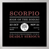 Scorpio-teken van de diersoort, astrologisch Poste Poster (Voorkant)