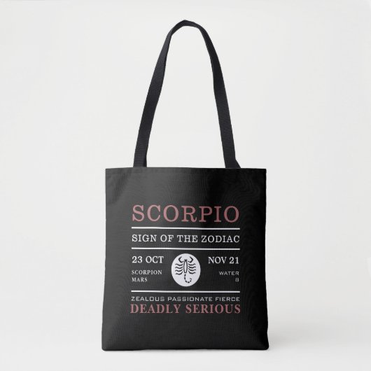 Scorpio-teken van de diersoort, astrologisch tote bag (Voorkant)