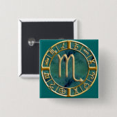 Scorpio Vierkante Button 5,1 Cm (Voorkant /achterkant)