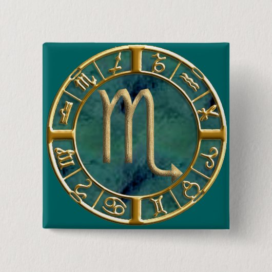 Scorpio Vierkante Button 5,1 Cm (Voorkant)