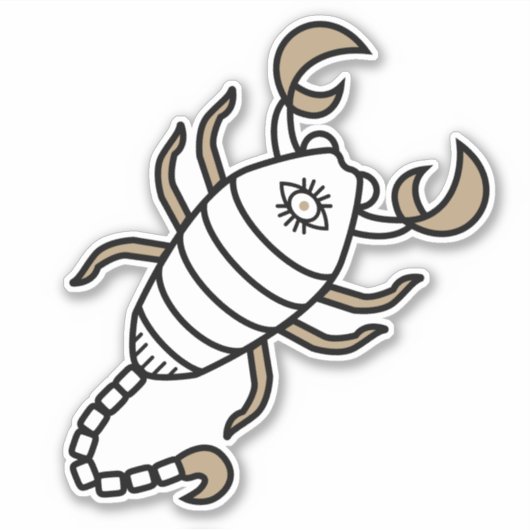 Scorpio-waterteken astrologisch symbool zwart goud sticker (Voorkant)